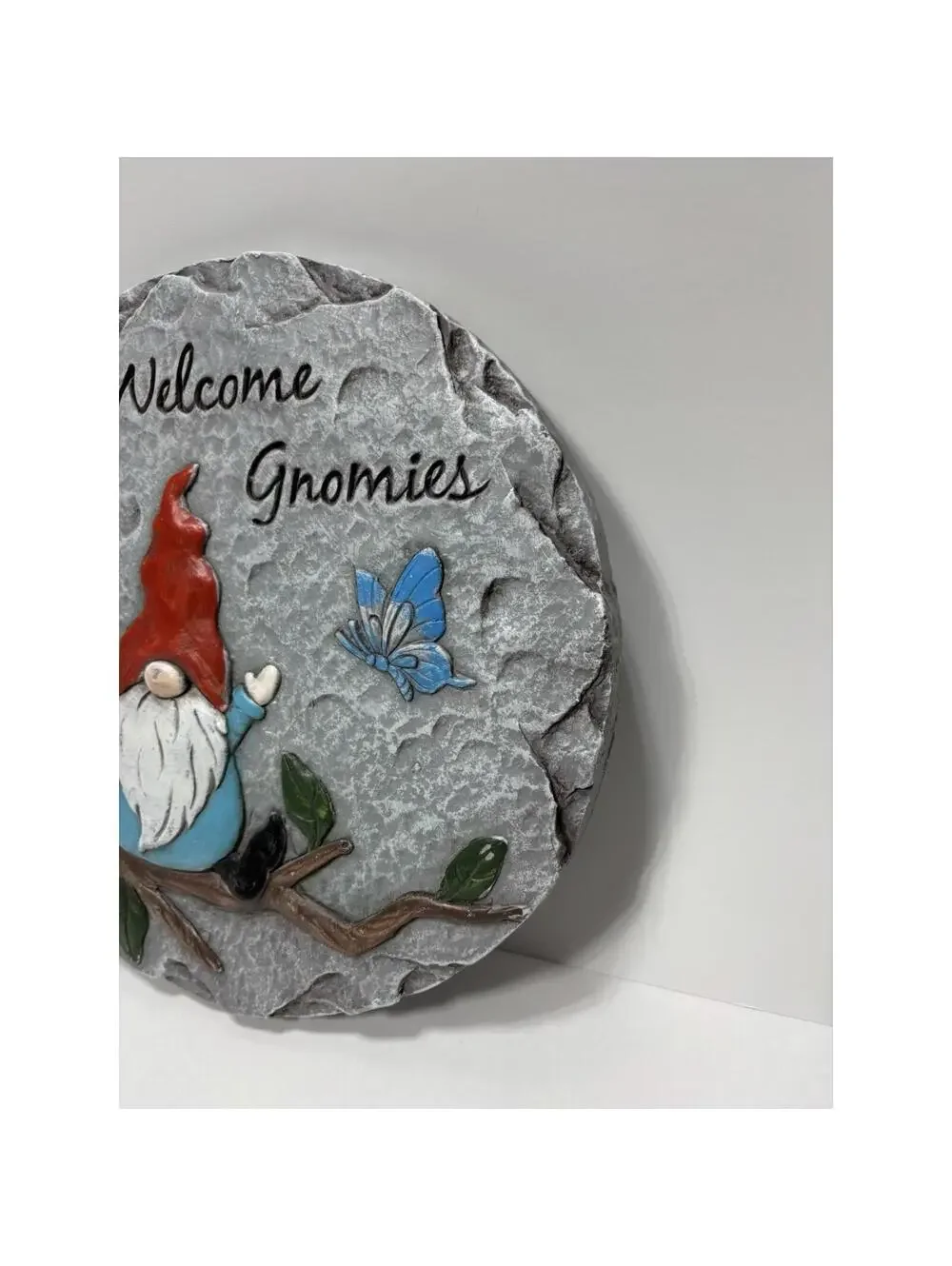 WELCOME GNOMIES Garden Step Stone Lawn Pathway Decor Cute Gnome Yard Accent